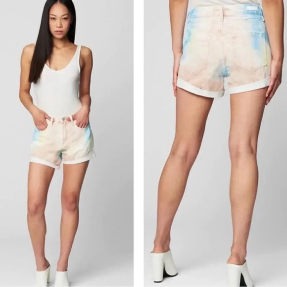 Blank NYC The Reeve tie dye ultra hi-rise Jean shorts Cuffed Women’s size 30 NWT - Picture 1 of 13